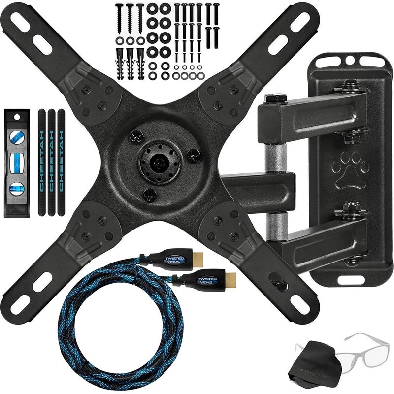 Cheetah TV Monitor Wall Mount for 12-55 Inch TVs up to 40lbs VESA 200x200mm, with 10ft HDMI Cable, TouchAdjust- Simply Grab, Adjust, Release Full Motion Swivel Tilt Bracket, Low Profile & Extends 15" - Image 1